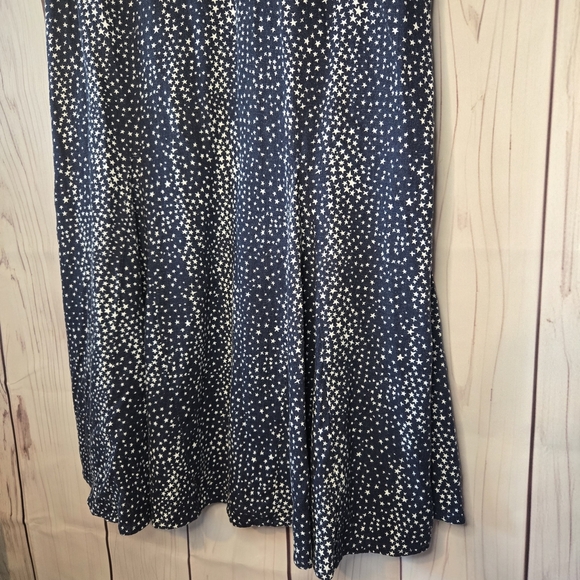 LOFT Navy and White Star Linen Blend Womens Sun Dress Size Medium - Picture 3 of 5